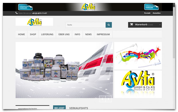 Onlineshop Asvita.de - made by 47 Company
