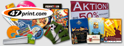 Online-Druckshop 47print.com für Aufkleber, Etiketten, Plastikkarten, Broschüren