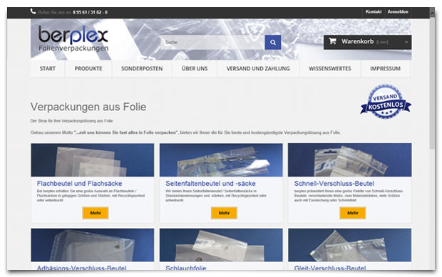 Online-Shop Folienverpackungen berplex